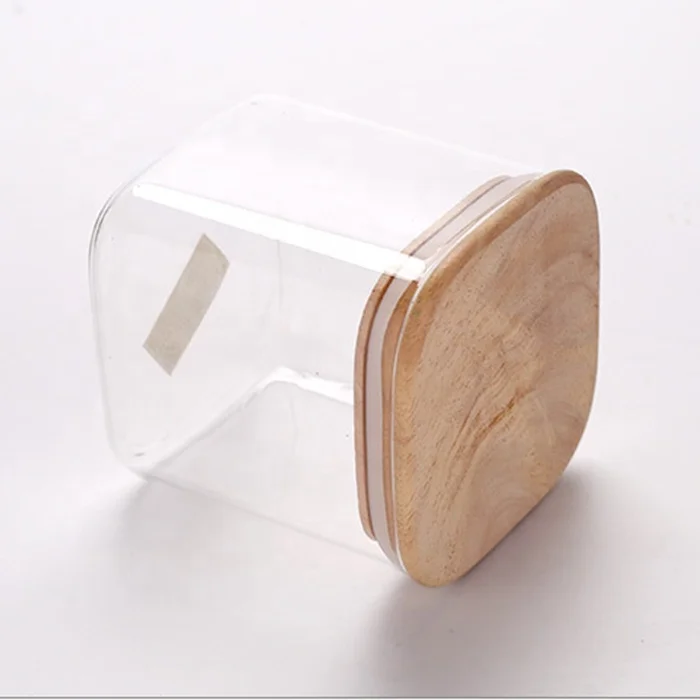 

Handmade borosilicate square glass jar with lid, Transparent