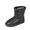 Boys gender water proof cow leather wool felt kids fur boots for girls