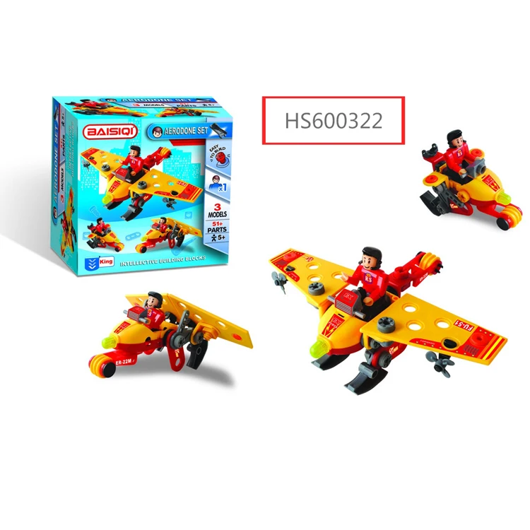 HS600322, HUWSIN toy, High Quality Airplane block DIY toy for kids