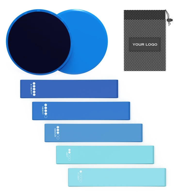High Quality Home Fitness Equipment Gliding Discs Core Sliders And Latex Mini Resistance Loop Bands Set