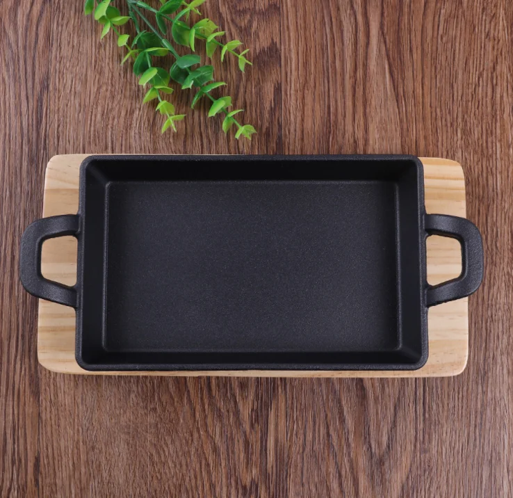 方形韩国烤板双耳铸铁板