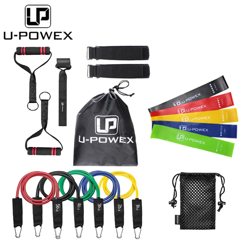 elastic strong tube upowex yoga workout custom printed latex resistance fitness exercise band elastic set