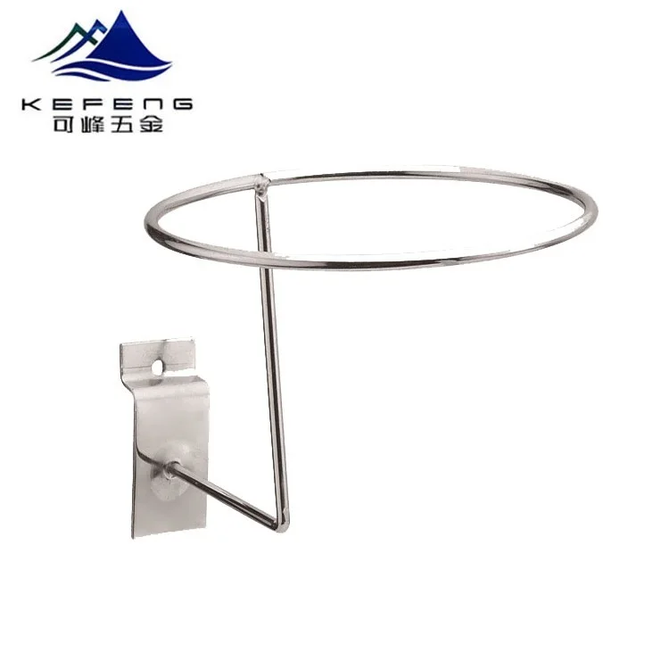 
Slatwall board hanging chromed metal hat display rack for retail store 