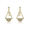 95529 xuping new latest gold earring designs setting cz stones noble triangle14k gold plated pearl wedding ring for bridal