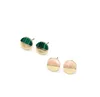 Small Semi Circle Stone Stud Earring Dainty Tiny Post Minimalist Stud Earring with Stone