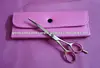 Hair Scissors Pink Synthetic Leather Case