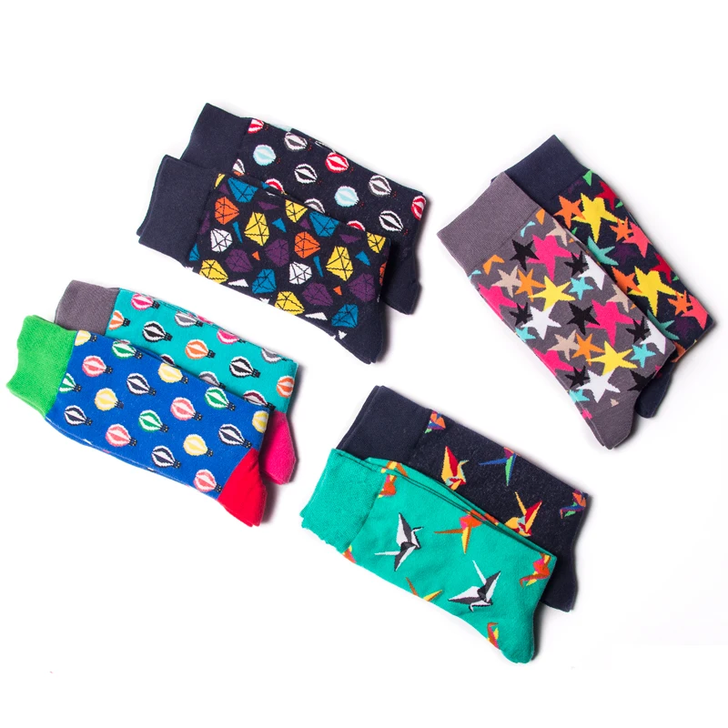 

H- 019 happy design colorful cotton crew dress mens socks