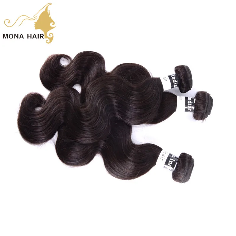 

Double Weft Unprocessed 100 Human Indian Hair Virgin Body Wave Hair, Unprocessed natural black
