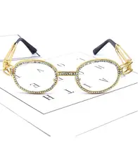 

Queena Small Round Diamond Sunglasses Women Steampunk Colorful Rhinestone