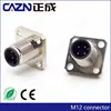 M12 4pin Square Flange Male Female Socket,IP67 Waterproof Electrical Solder Connector