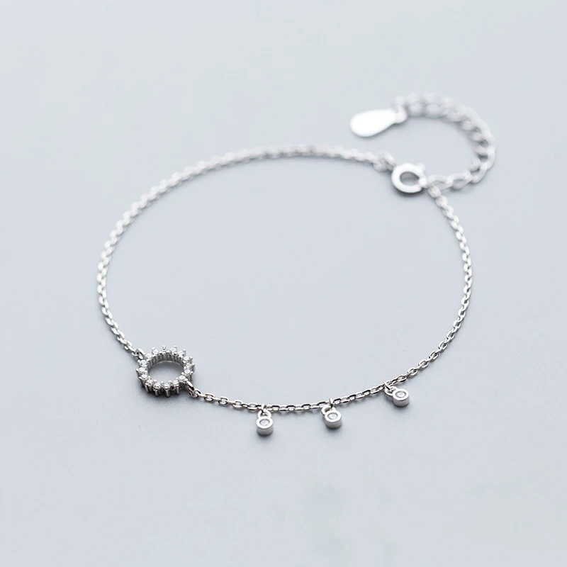 

Good Quality Trendy 925 Sterling Silver Rhinestone Round Bracelets Jewelry