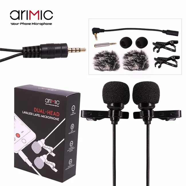 

Ulanzi AriMic 6m Dual-Head Lavalier Lapel Clip-on Microphone for Smartphone Mobile phone, Black