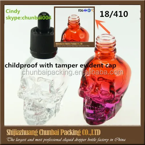 Wholesale Hot Selling Colored Ejuice Black 30ml Skull Shape Bottle