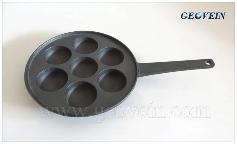 7 Holes Pre-Seasoned Cookware Cupcake Mold Poffertjes Pan Cast