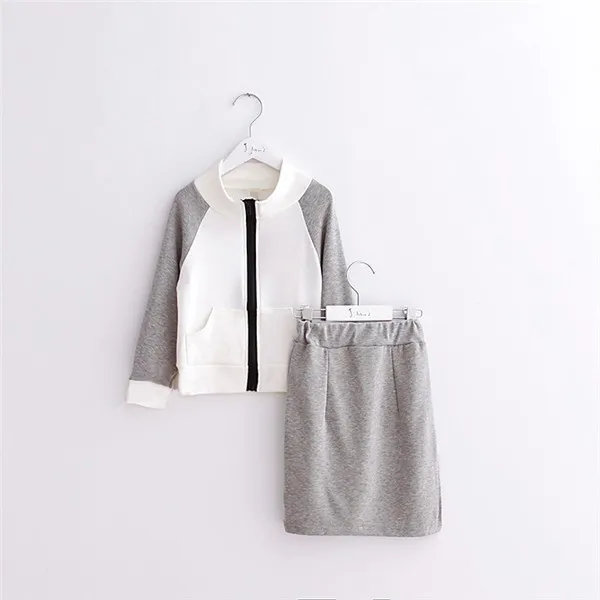 Korean children's leisure sports zipper jacket spring and autumn spring clothing +skirt 2pcs suit discount kids clothes online