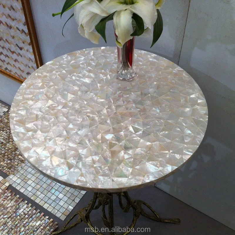 Pure Whitelip Mosaic Table Patterns Mother Of Pearl Inlay