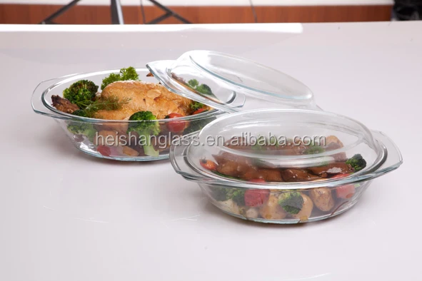 
Oval microwave safe borosilicate glass casserole with lid for kitchen 