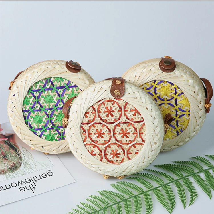 

2019 Hot sell fashion handmade bamboo rattan bag round