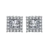 Handmade Jewelry 925 Sterling Silver Simple White Zircon Square Big Stud Earrings