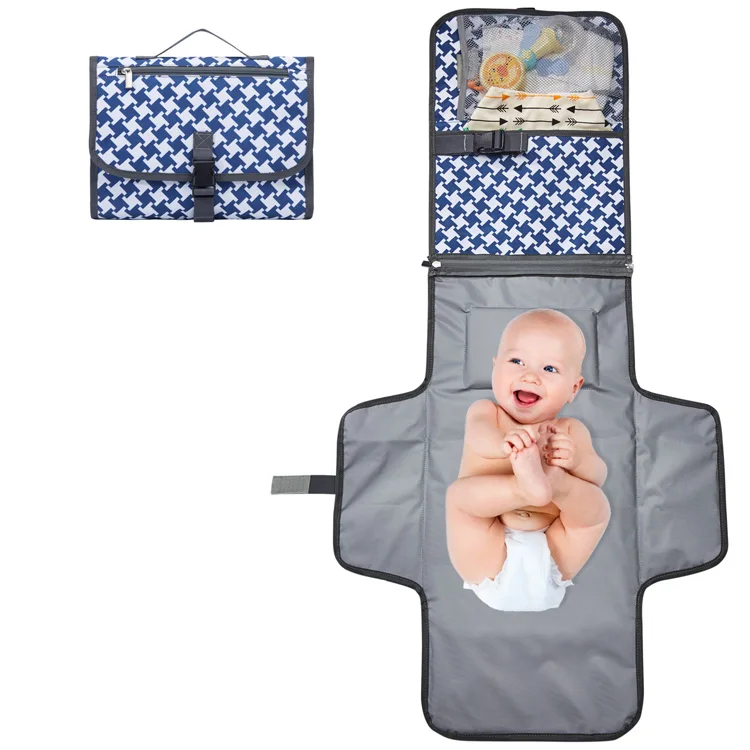 

Custom Fashion Portable Diaper Changing Pad with Pockets Multi-use Baby Diaper Changing Pad, Blue or customized