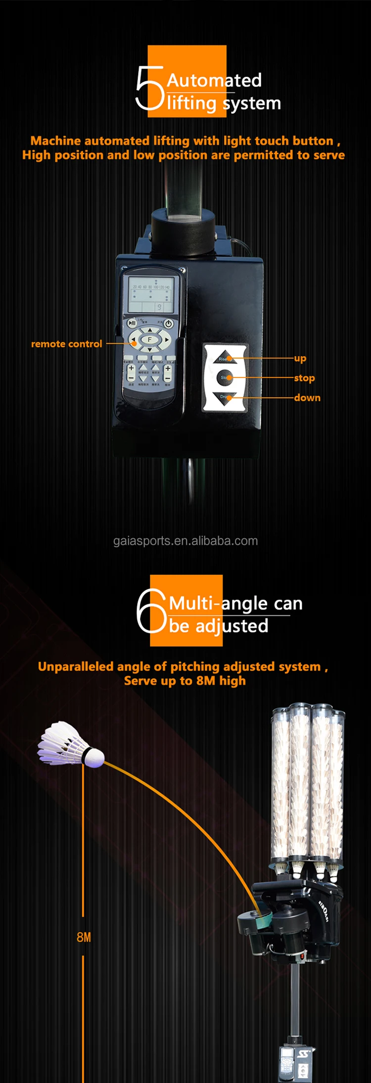 2018 Remote Control Full Fuction Badminton Serving Machine 180 Balls