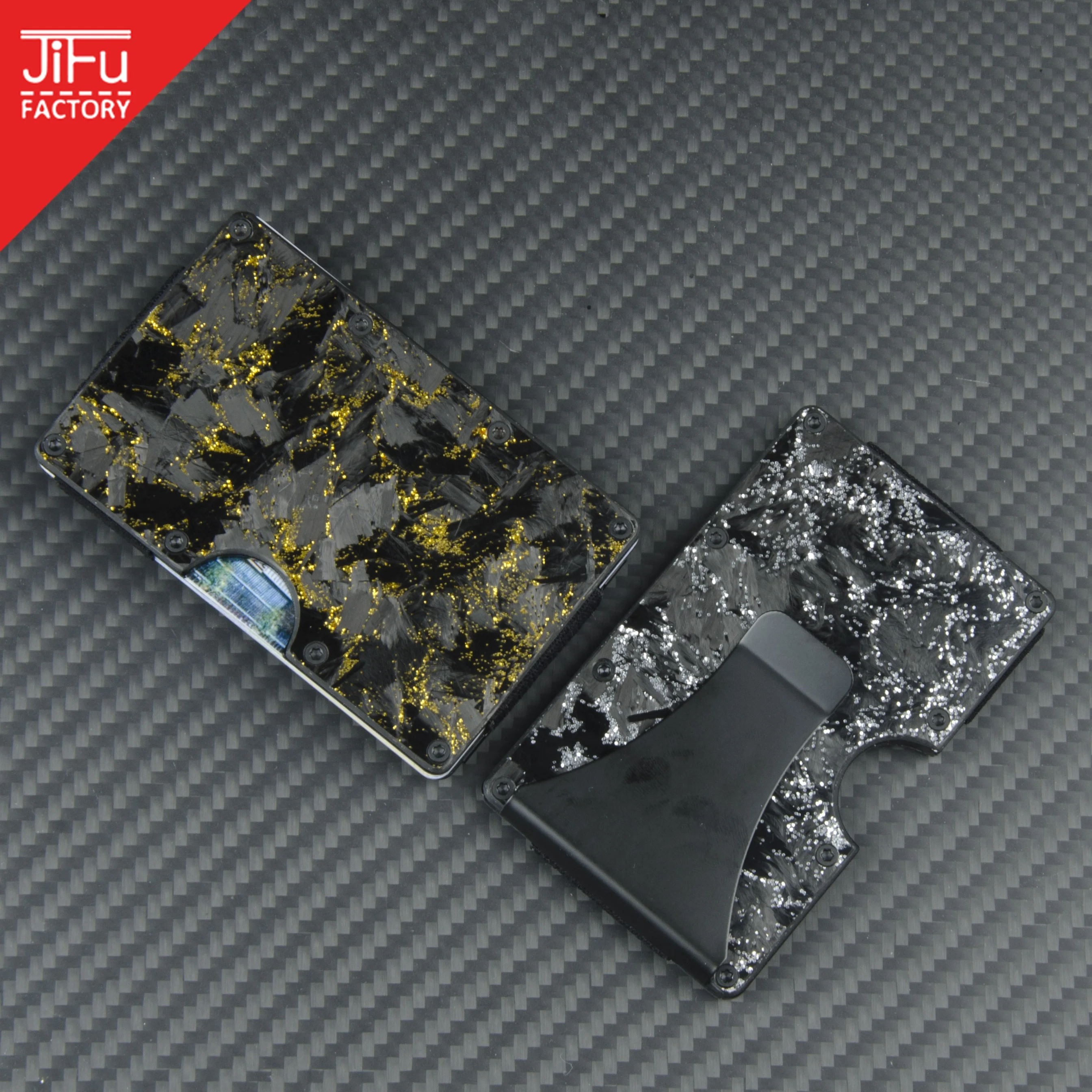 

China supplier new especial carbon fiber case mens wallet forged carbon fiber wallet for RFID credit card money wallet, Golden/ sliver/ black