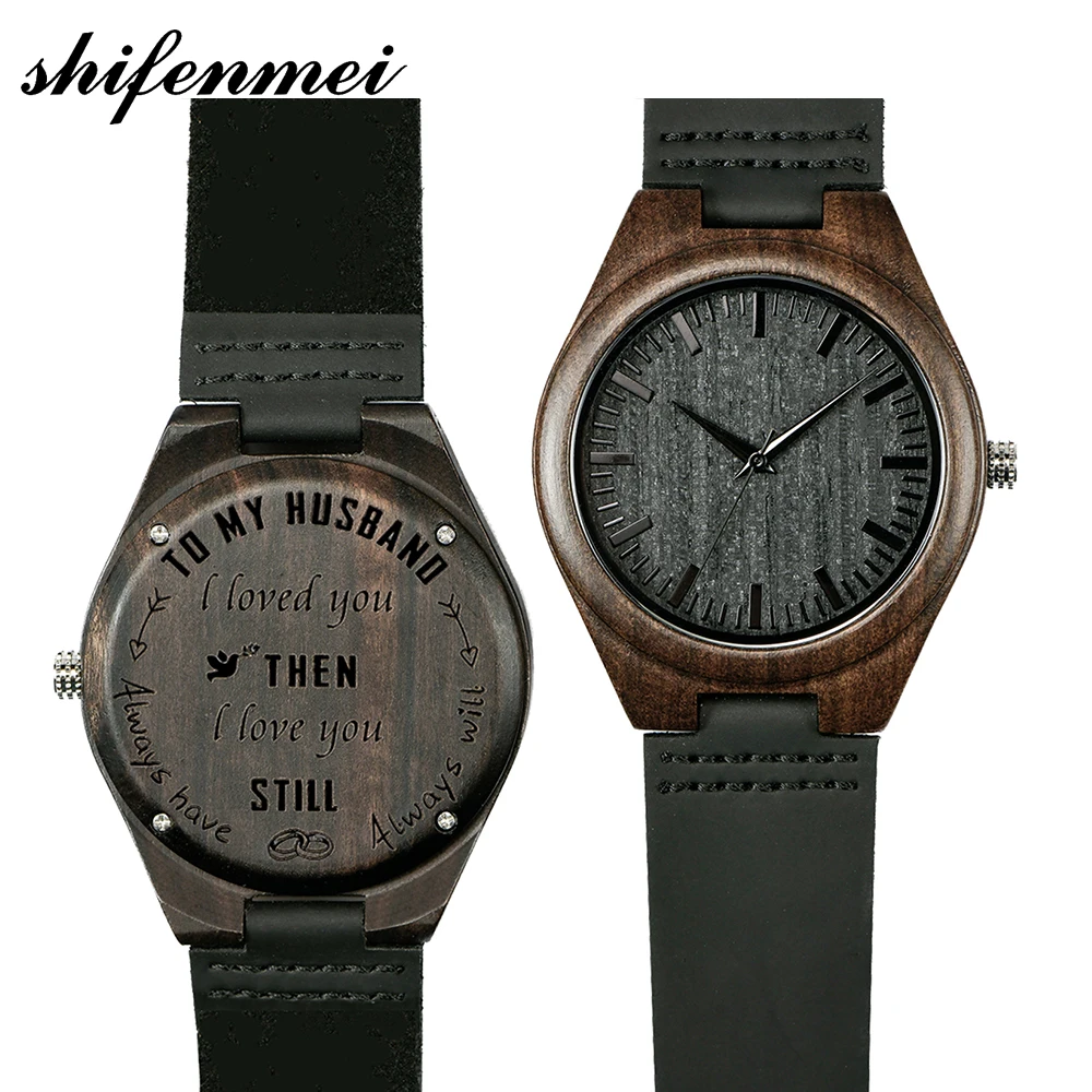 

Shifenmei S5520 Wholesale Handcrafted Wood Original Watches wood bamboo quartz wrist watch, Black