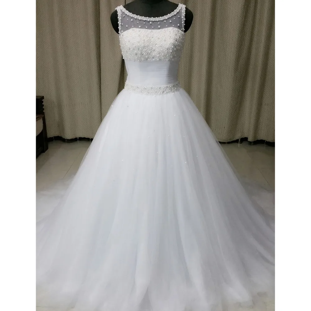 

NE164 Vestido De Noiva China Bridal Gown Pearl Beaded Tulle Long Puffy Vintage Princess Turkey Ball Gown Wedding Dresses 2020, Default or custom
