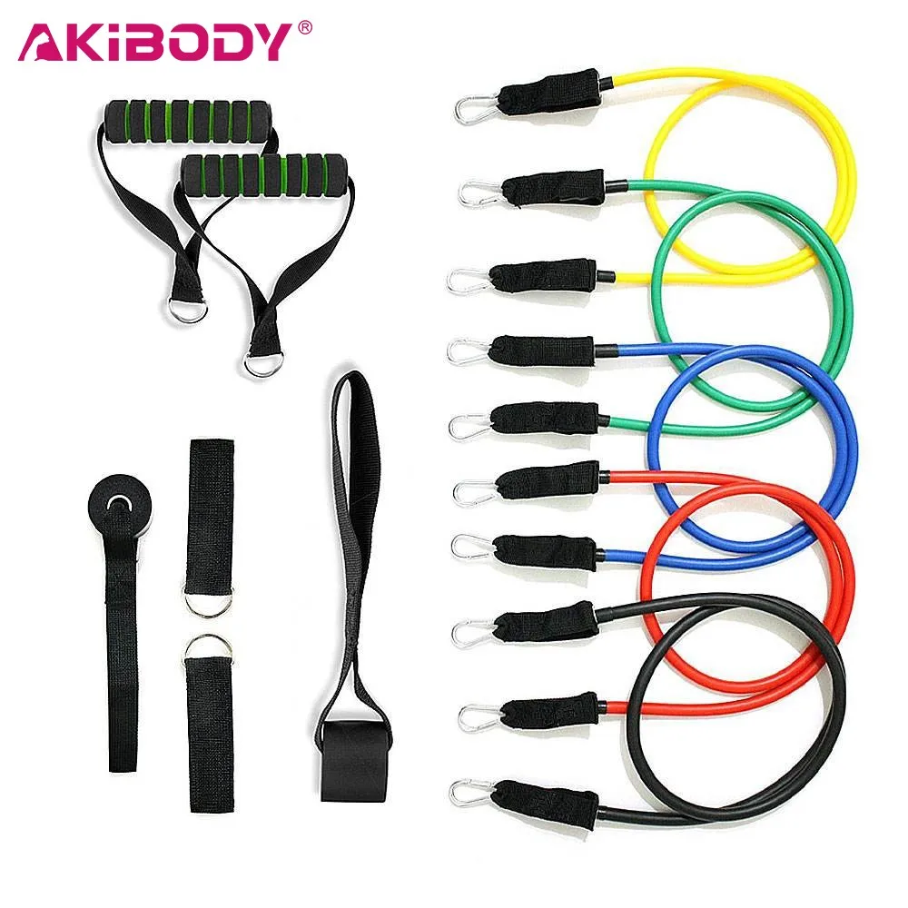 11pcs Different Types Of Tubing Band Resistance Exercise Bands Pull Up Resistance Bands Tube