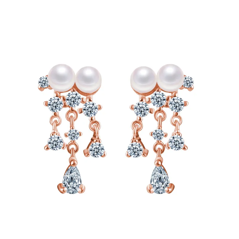 

Solid sterling silver 925 initial pearl stud earrings for girls