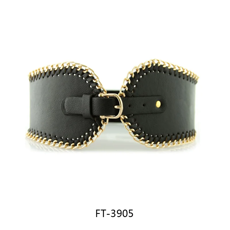 Customize Fashion Wide Waist Belts and Women Quality Dress Belts Coating the Gold Chain