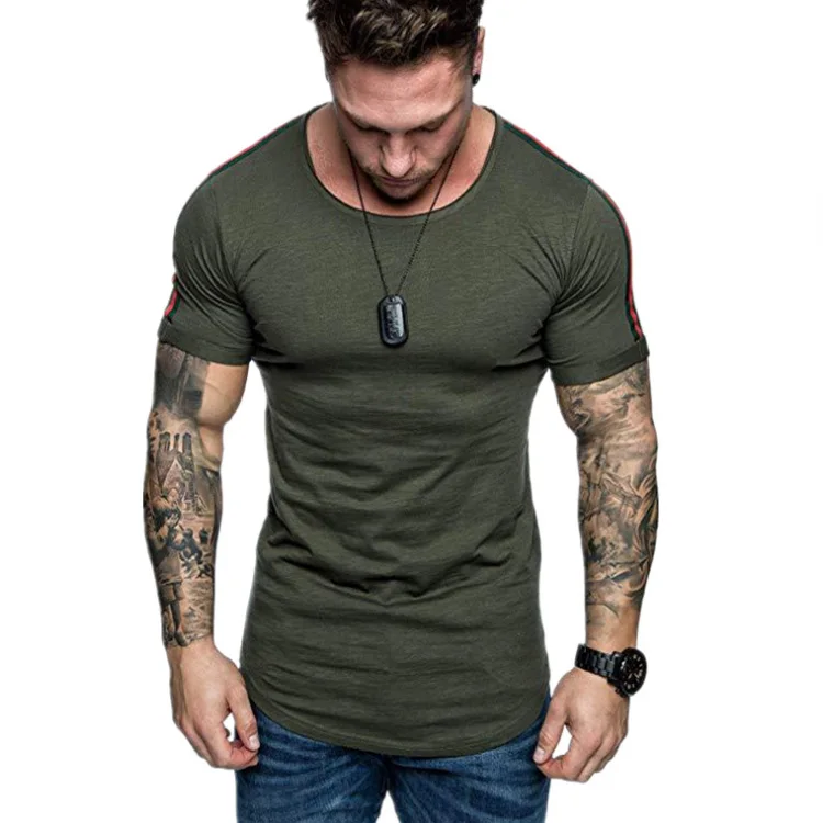 

2019 new summer men Tees Round neck Breathable Solid color Slim fit Sweatshirt Fitness jogging Sexy muscles GYM clothes, Colors