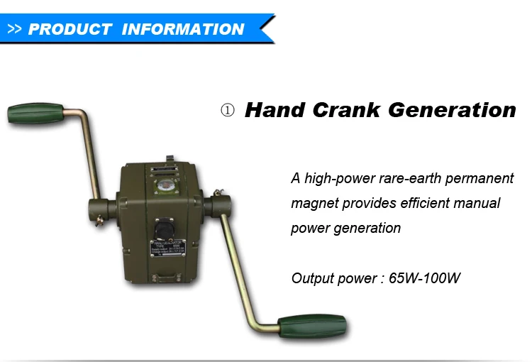 65W Portable Military Hand Crank Generator Dynamo With Tree Clamp