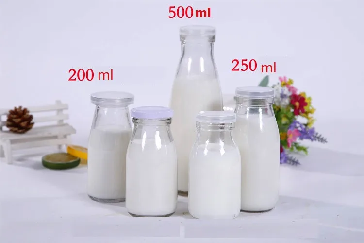 200ml Food grade clear milk bottle yogurt glass bottle with plastic cap