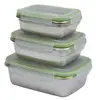 BPA free rectangle air tight 304 stainless steel lunch box leakproof lunch container with plastic lid