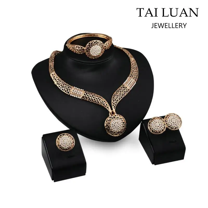 

2017 Crystal necklace set wholesale gold imitation jewellery in dubai, Custom