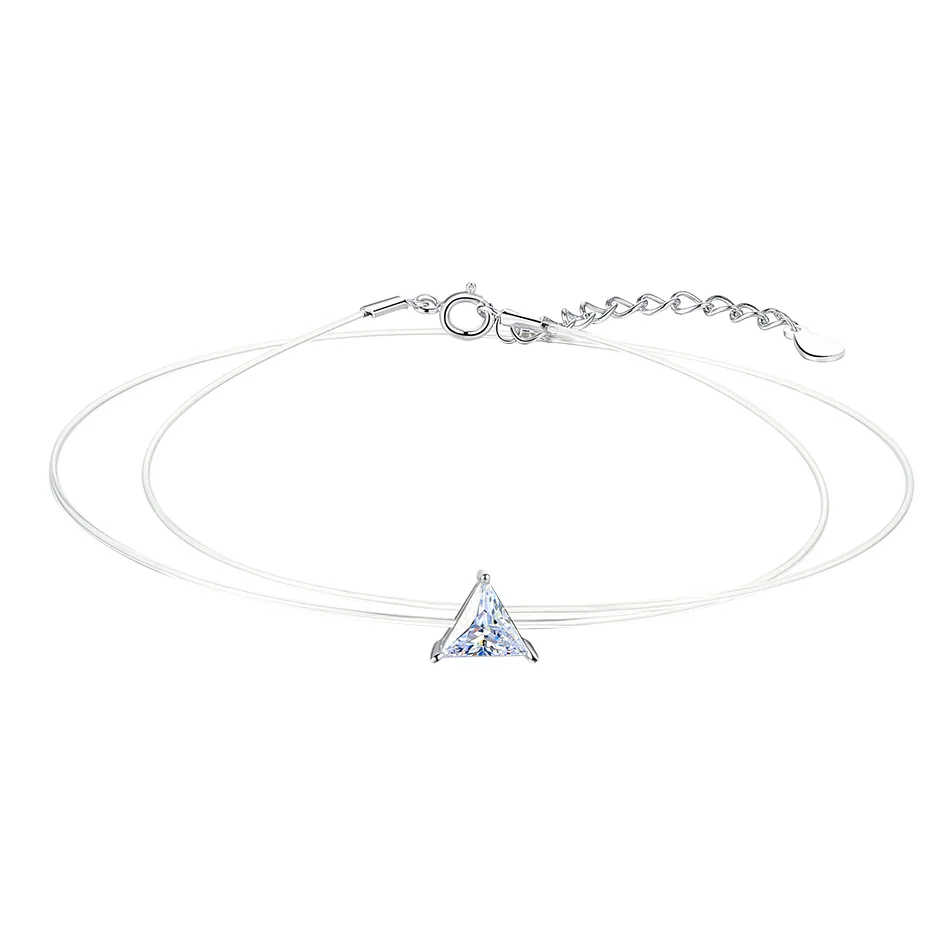 

Unique 925 Sterling Silver Necklace Cubic Zircon Triangle Pendant Necklace for Women Fashion Jewelry