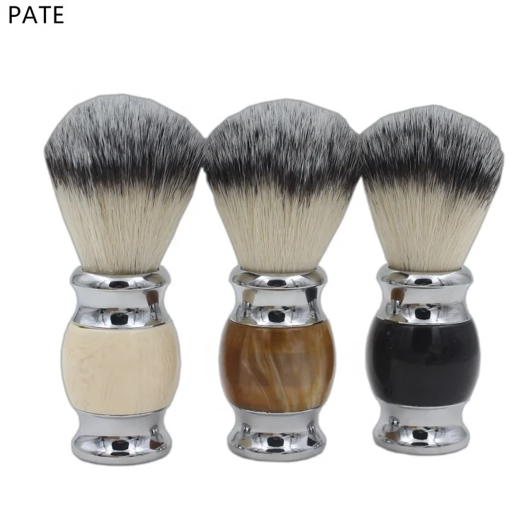 

Metal Chrome and Resin Handle Synthetic Hair shaving brush, N/a