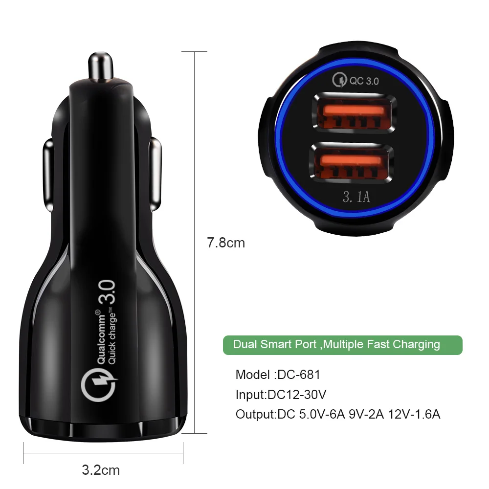 Goed gevoel Dinkarville geboren Quick Charge 3.0 2.0 Snel Opladen Adapter Dual Usb Auto-oplader For Iphone  Huawei Samsung - Buy Car Charger,Qc3.0 Car Charger,Fast Car Charger Product  on Alibaba.com