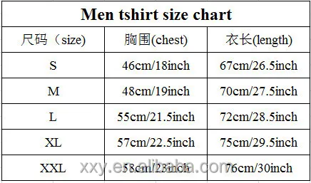 Screen Printing Size Chart