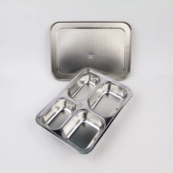 
Easy Cleaning NFB2417-4 rectangular metal stainless steel 4 compartment tiffin lunch box food container 