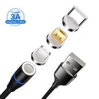 

High Quality Nylon 360 Degree 3 in 1 3m Led Magnetic Charging USB Cable