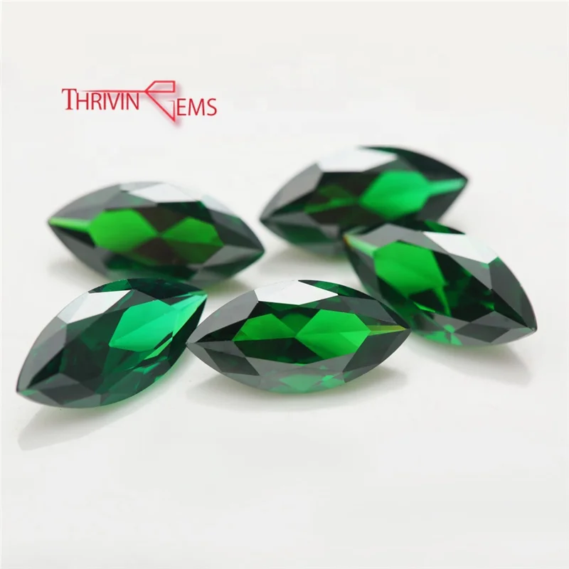 

Thriving Gems Marquise Shape CZ Synthetic Cubic Zirconia Emerald Gemstones