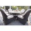 Elegant curved backrest designed rattan garden table and chair outdoor terrace dining colonial furniture