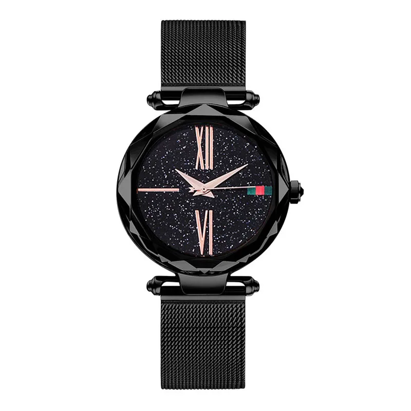 

2019 trending magnet strap stainless steel mesh belt watch popular luxury lady dress quartz star watch