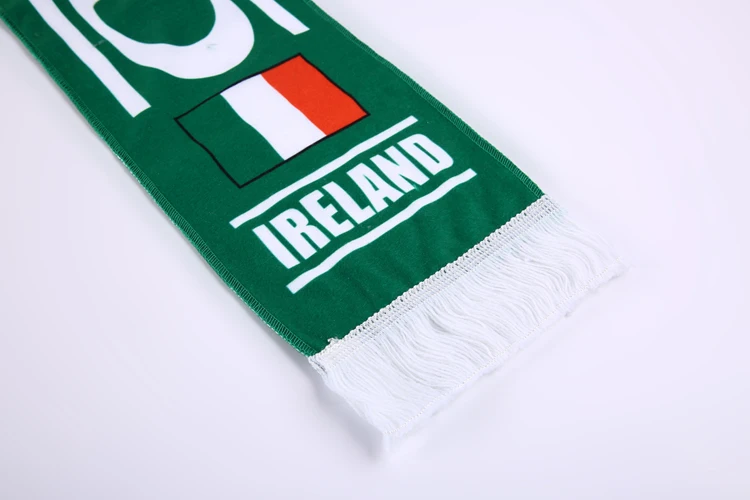 High Quality Free Sample Football Scarves Suppliers Maker Shop Irish Soccer Scarf Hanging Mens