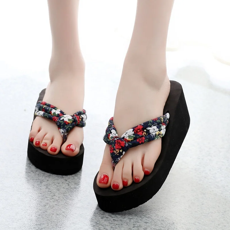 

2019 summer woman fashion high heel EVA foam slipper flip flops beach sandals