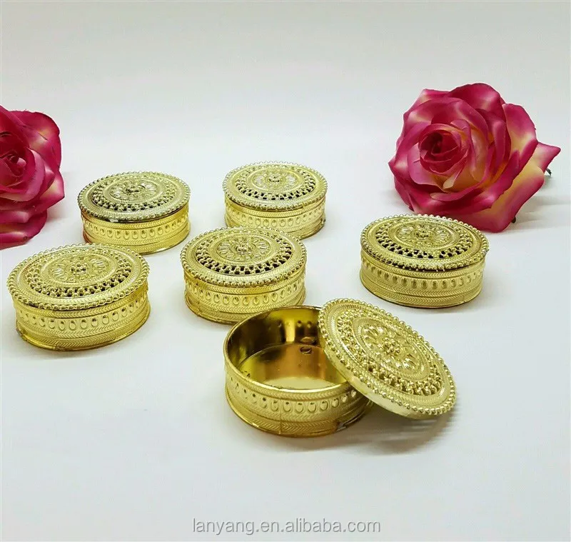 Wedding Favors Fillable Gold Trinket Box Recuerdos de Boda Color Oro 12 pc 