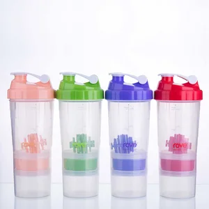 Image of Function plastic protein powder shakers water bottle 500ml shaker cups with storage plastic cups