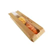 Personalized Logo Brown Kraft Paper Bread Bags For Homemade Bread With Clear Windows